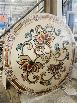 Colorful Round Shape Marble Medallions For Hotel Lobby Floor