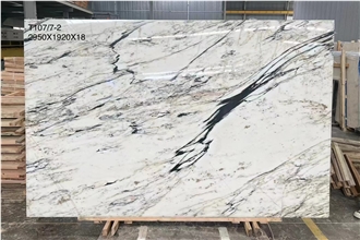 Chinese Oriental Calacatta White Mont Blanc Marble Slabs