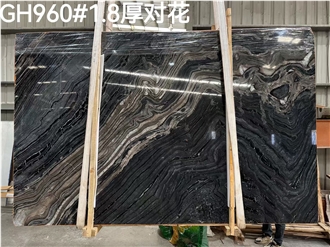 Black Wooden Marble Slabs