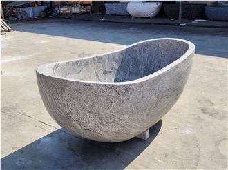 Modern Stock  Oval Shape Juparana Granite Bathtub
