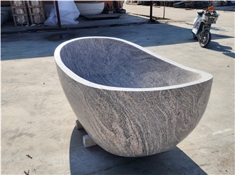 Modern Stock  Oval Shape Juparana Granite Bathtub
