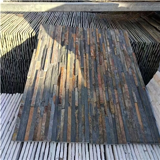 Yellow Wooden Slate Wall Cladding Stone Veneer