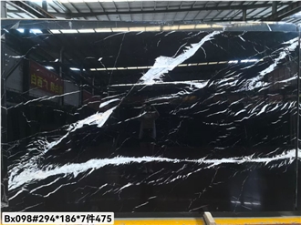 China Nero Marquina Marble Slabs Tiles