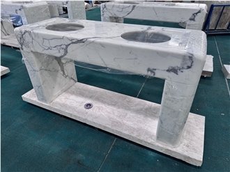 Solid Statuary Marble Vanity Top Bath Top