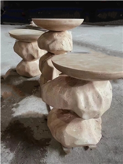 Square N Round Romano Travertine Stone Coffee Table Top