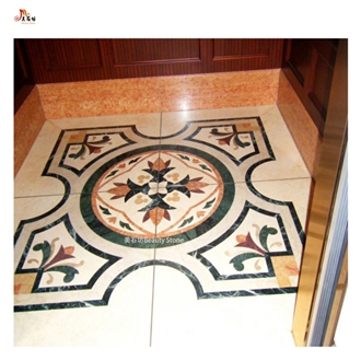 Aran White Marble Waterjet Floor Medallions For Hotel