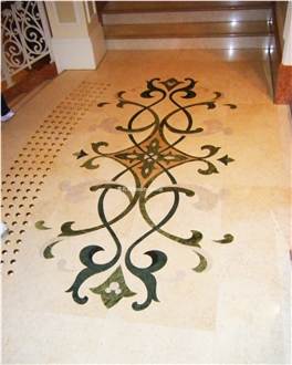 Aran White Marble Waterjet Floor Medallions For Hotel