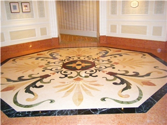 Aran White Marble Waterjet Floor Medallions For Hotel