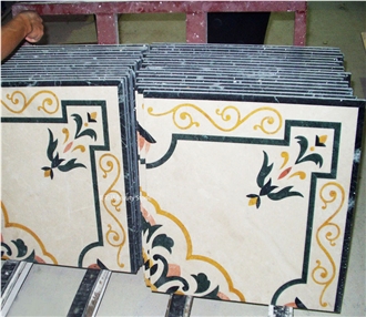 Aran White Marble Waterjet Floor Medallions For Hotel