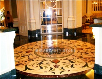 Aran White Marble Waterjet Floor Medallions For Hotel