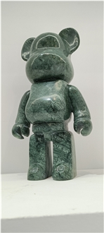 Green Marble Carved Gloomy Bear Sculptures