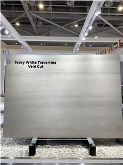 Ivory White Travertine Honed Vein Cut Slabs