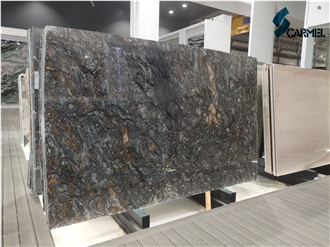 Leather Finish Brazil Platinum Black Gold Granite Slabs