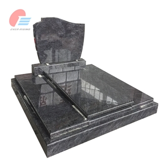 European Style Polished Bahama Blue Granite Double Monument