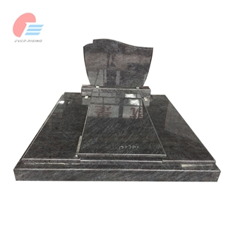 European Style Polished Bahama Blue Granite Double Monument