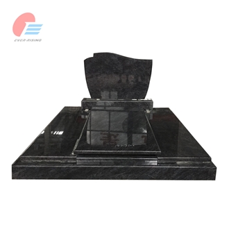 European Style Polished Bahama Blue Granite Double Monument