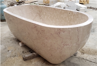 Beige Marble Polished Bathtub