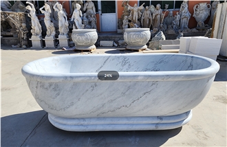 White Carrara Marble Bathtub