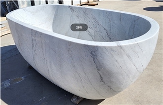 White Marble Polished Bathtub