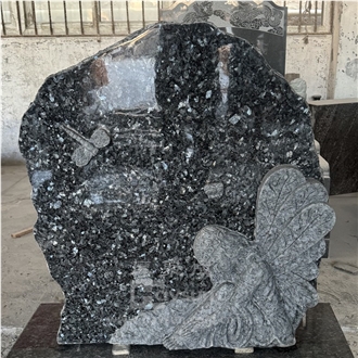 Blue Pearl Granite Fairy Angel  Headstone With Butterfly