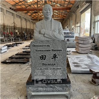 Dark Grey Granite Memorial Real Person 3D Bust