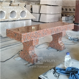 Maple Red Granite Garden Furniture Straight Bench