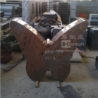 Multicolor Red Granite Butterfly Monument