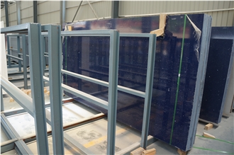 Luxury Crystal Blue Quartz Slabs For Deco