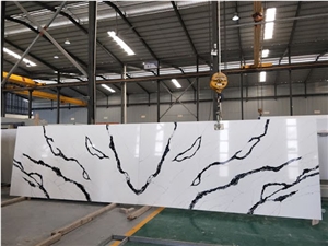 Panda White Black Quartz Slabs Bookmatch
