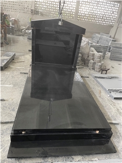 Solemn India Black Granite Tombstone