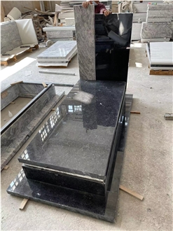 Solemn Mysterious Angola Black Granite Tombstone