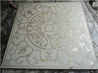 Marble Inlay  Water Jet Medallion Carpet Pattern