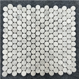 Bianco Carrara Marble Round Mosaic Pattern Tiles