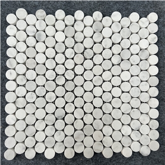 Bianco Carrara Marble Round Mosaic Tiles