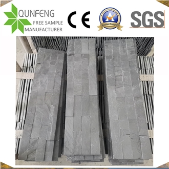 China 15*60CM Black Split Slate Panel Wall Cladding Veneer
