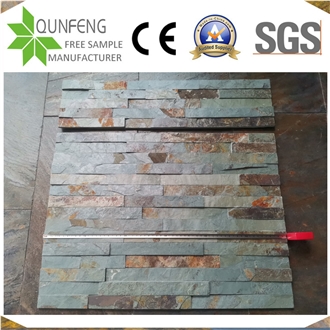 China 15*60CM Green&Rusty Split Slate Wall Cladding Panels
