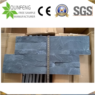 China 18*35CM Natural Black Slate Stone Brick Stacked Stone