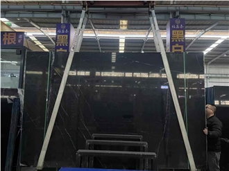 Popular China Nero Marquina Marble Polished Slab Tiles