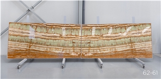 Green Esmeralda Onyx Slabs, 2 Cm, Bookmatched