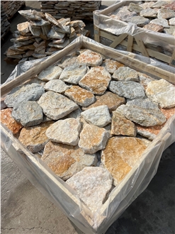 Oyster Quartzite Random Flagstone, Natural Split Stone Wall