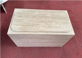 Beige Travertine Rectangular Coffee Tables