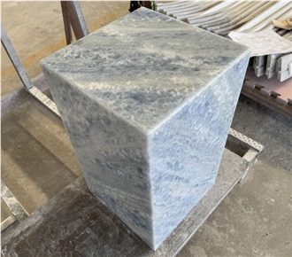 Blue Crystal Marble Plinth Stand Coffee Table