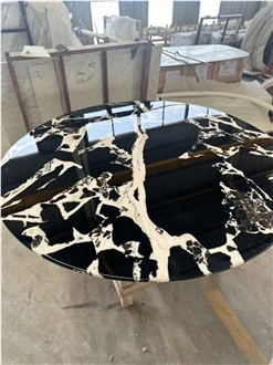 Noir Grand Antique Marble Round Table Top