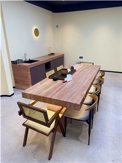 Red Travertine Table