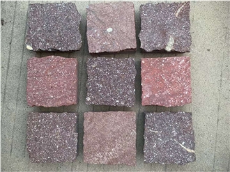 China Purple Porphyry Cobblestone, Pavers, Cubestone