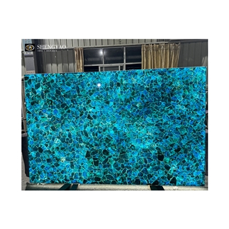 Backlit Translucent Blue Apatite Semiprecious Stone Slabs