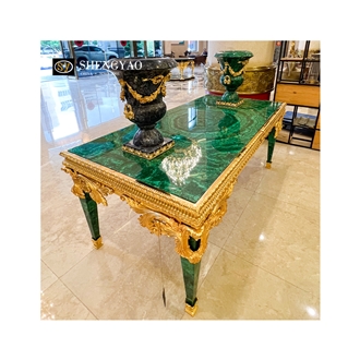 Green Luxury Malachite Semiprecious Stone Custom Furniture Rectangle Table