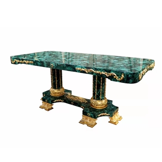 Luxury Green Gemstone Rectangle Malachite Dining Table