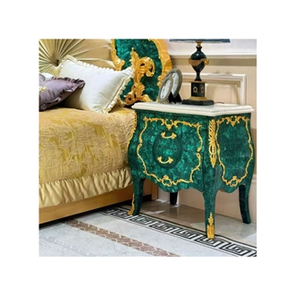 Lxuury Green Malachite Semiprecious Stone Custom Furniture Bedside Table