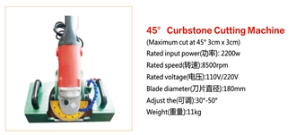 45° Curbstone Cutting Machine (Model 180) - Portable Stone Router, Profiling Machine